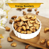 Close-up of iOrganic's air-roasted, gluten-free Salt & Pepper Cashews, a guilt-free munching delight.