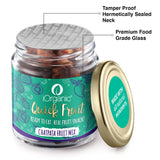 iOrganic Chatpata Fruit Trail Mix in a hermetically sealed jar to ensure freshness, a tasty and tangy snack choice that's both delicious and nutritious.