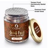 iOrganic Omega Seed Mix in a jar detailing tamper-proof, hermetically sealed neck ensuring the freshness of the gluten-free, keto-friendly high protein snack.