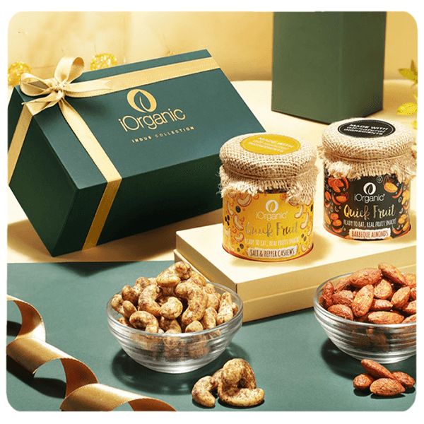 Party Snacker Gift Box / Assortment of 2 Roasted & Spiced Nuts - iOrganic - iOrganic