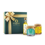 iorganic Symphony Gift Box / Assortment of 3 Products / Cold Pressed Oil, Honey & Spiced Trail Mix, diwali gifting, festive gifting, wedding gifting, corporate gifting