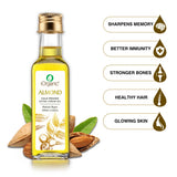 iOrganic Almond Oil - Natural badam rogan rich in Vitamin E for sharper memory, better immunity, stronger bones, healthy hair, and glowing skin