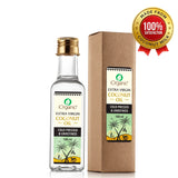iOrganic's travel-friendly 100 ml bottle of cold pressed virgin coconut oil, showcasing the product's all-natural, unrefined quality in a portable size for daily use.