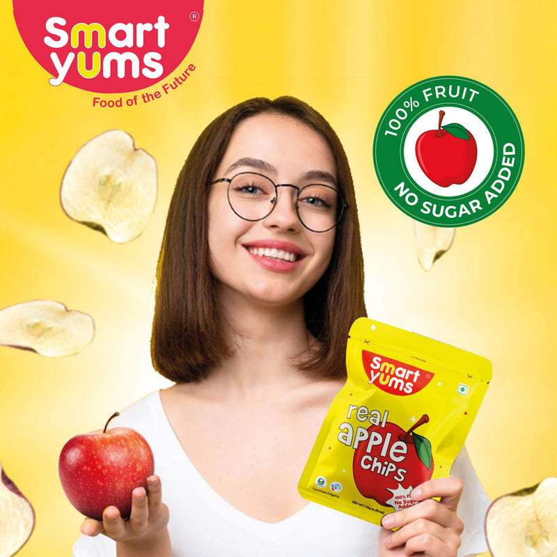 Smart Yums Real Apple Chips | 100% Dried Fruit Snack | No Added Sugar | Combo Pack