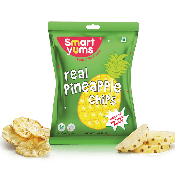Smart Yums Real Pineapple Chips | 100% Dried Fruit Snack | No Added Sugar | Combo Pack