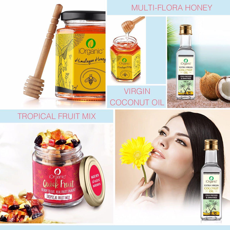 iorganic Allure Gift Box / Assortment of 3 Products / Cold Pressed Oil, Honey & diwali gifting, festive gifting, wedding gifting, corporate gifting