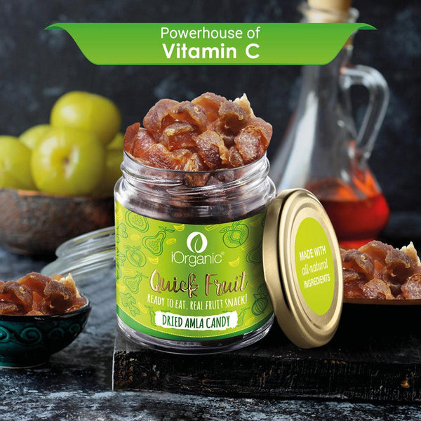 iOrganic Dried Amla Candy, a Vitamin C-packed dried fruit snack that serves as a powerful immunity booster.