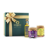 iorganic Fiesta Gift Box / Assortment of 3 Products / Cold Pressed Oil, Honey & Berries, diwali gifting, festive gifting, wedding gifting, corporate gifting