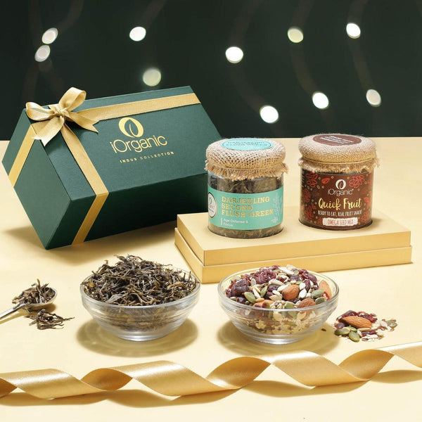 Tea Snacker Gift Box / Assortment of Darjeeling Tea & Super Trail Mix - iOrganic - iOrganic
